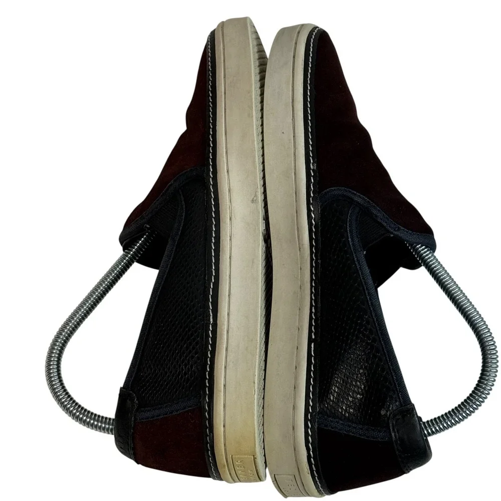 Ted Baker London Teutra 2 Mens Burgundy Suede Navy Leather Slip On Sneakers US 7